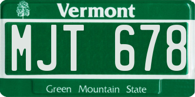 VT license plate MJT678