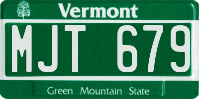 VT license plate MJT679