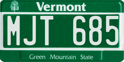 VT license plate MJT685