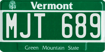 VT license plate MJT689