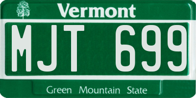 VT license plate MJT699