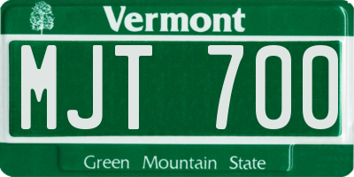 VT license plate MJT700