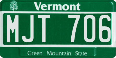 VT license plate MJT706