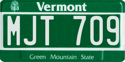 VT license plate MJT709