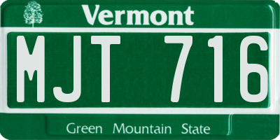 VT license plate MJT716
