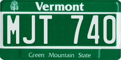 VT license plate MJT740