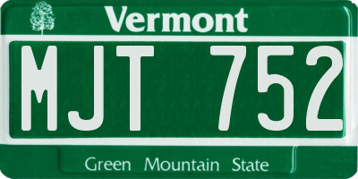 VT license plate MJT752