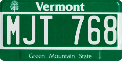 VT license plate MJT768