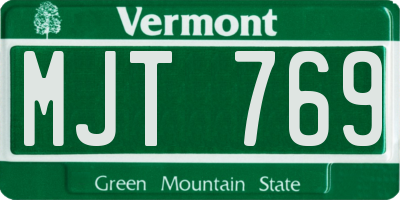 VT license plate MJT769