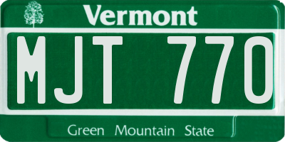 VT license plate MJT770