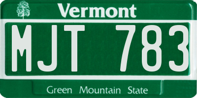 VT license plate MJT783