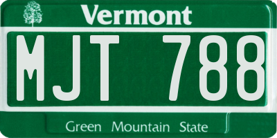 VT license plate MJT788
