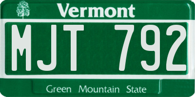 VT license plate MJT792