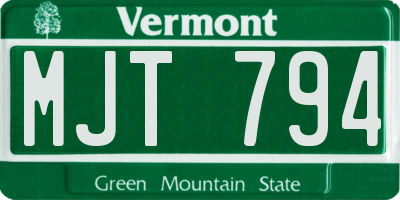 VT license plate MJT794