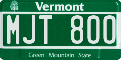VT license plate MJT800