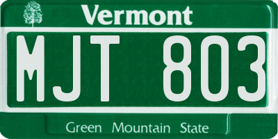 VT license plate MJT803