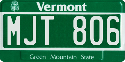 VT license plate MJT806