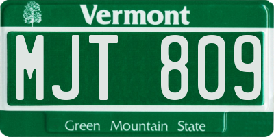 VT license plate MJT809