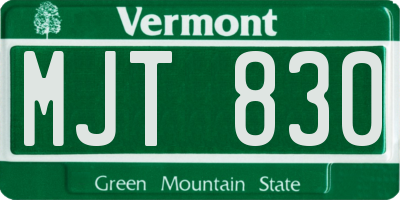 VT license plate MJT830