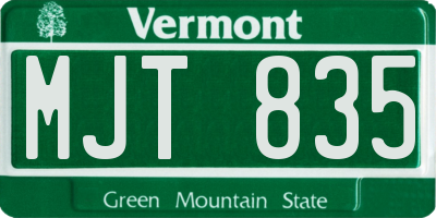 VT license plate MJT835