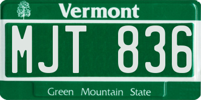VT license plate MJT836