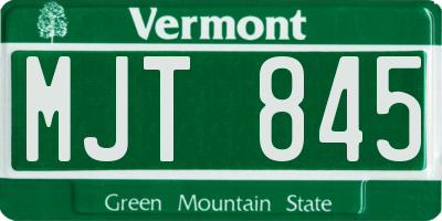 VT license plate MJT845