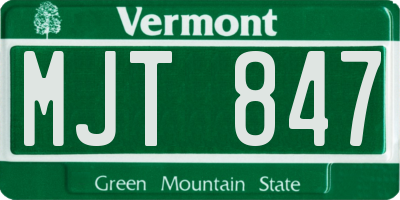 VT license plate MJT847