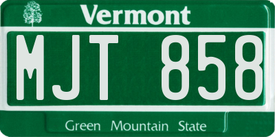 VT license plate MJT858