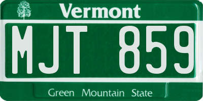 VT license plate MJT859