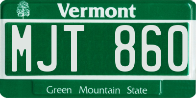 VT license plate MJT860