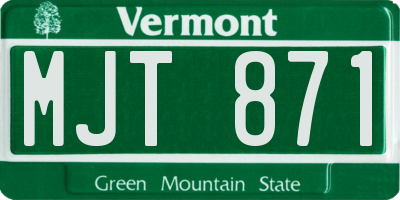 VT license plate MJT871