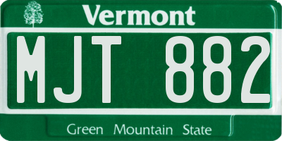 VT license plate MJT882