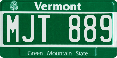 VT license plate MJT889
