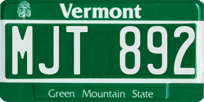 VT license plate MJT892