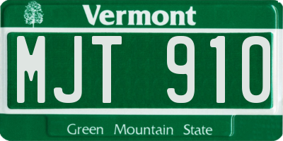 VT license plate MJT910
