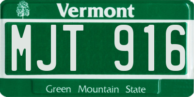 VT license plate MJT916