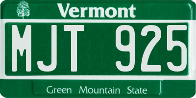 VT license plate MJT925