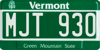 VT license plate MJT930