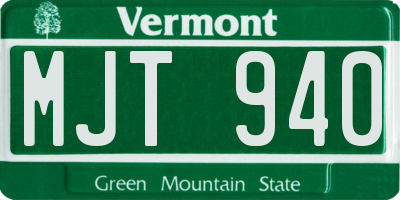 VT license plate MJT940