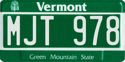 VT license plate MJT978