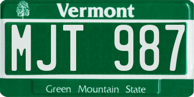 VT license plate MJT987