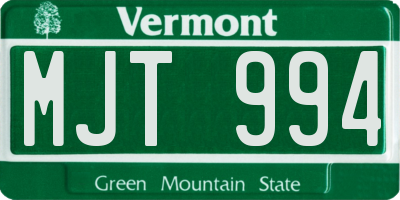 VT license plate MJT994
