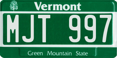 VT license plate MJT997
