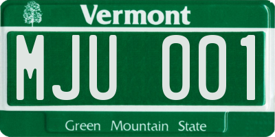 VT license plate MJU001