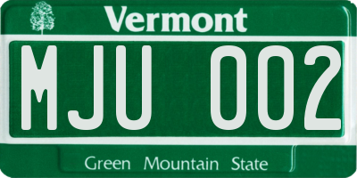 VT license plate MJU002