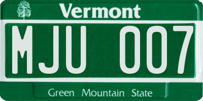 VT license plate MJU007