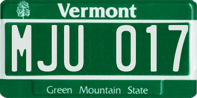 VT license plate MJU017