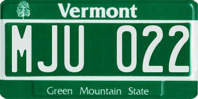 VT license plate MJU022