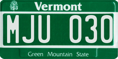 VT license plate MJU030