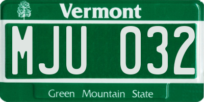 VT license plate MJU032